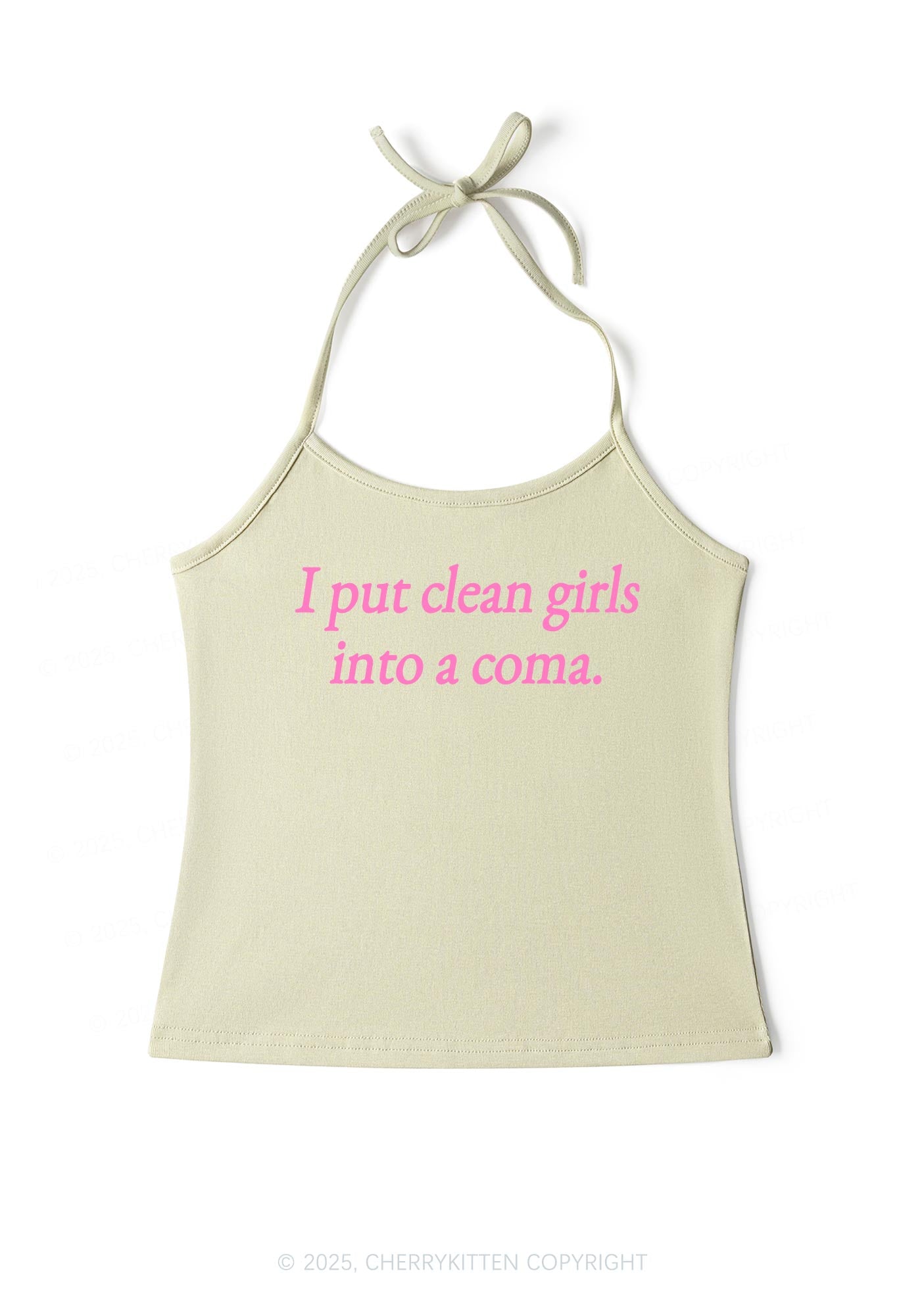 Put Clean Girls Into Coma Y2K Halter Neck Cami Cherrykitten