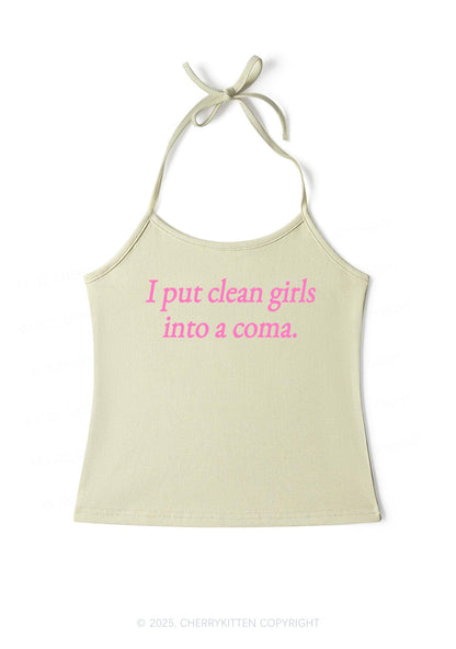 Put Clean Girls Into Coma Y2K Halter Neck Cami Cherrykitten