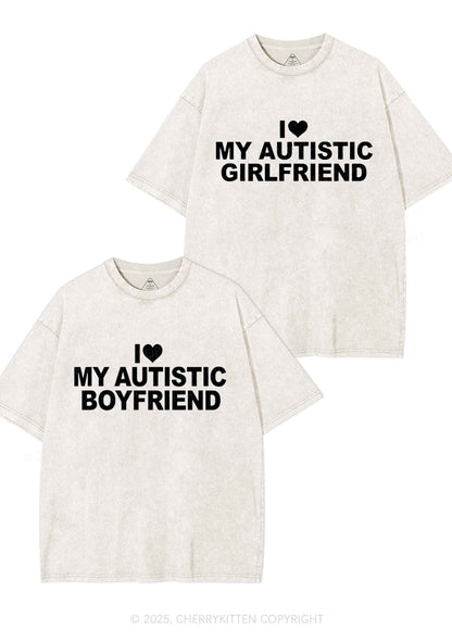 I Love My Autistic GF BF Y2K Valentine's Day Washed Tee Cherrykitten