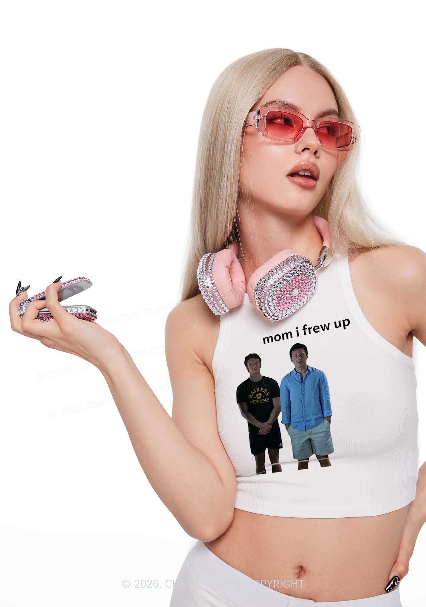 Mom I Frew Up HR Y2K Crop Tank Top Cherrykitten