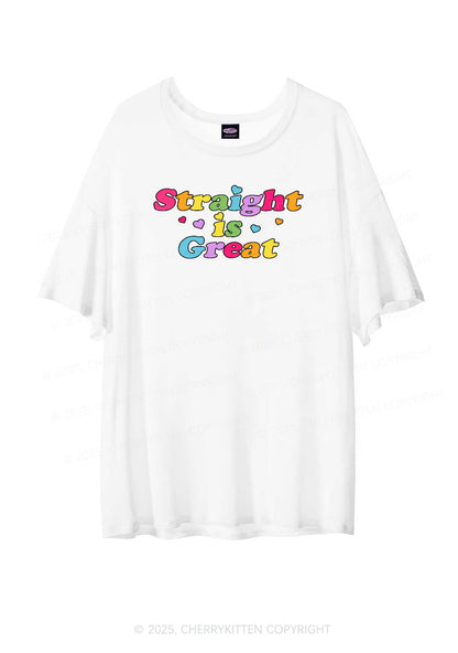 Straight Is Great Pride Y2K Sheer Boyfriend Tee Cherrykitten