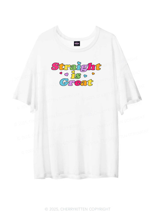 Straight Is Great Pride Y2K Sheer Boyfriend Tee Cherrykitten