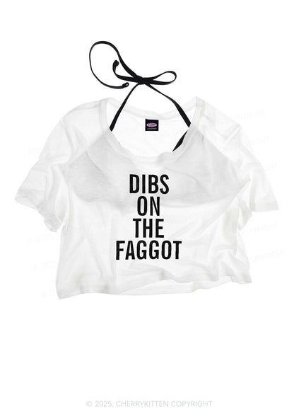 Dibs On The Faggot Pride Y2K Sheer Crop Tee Cherrykitten