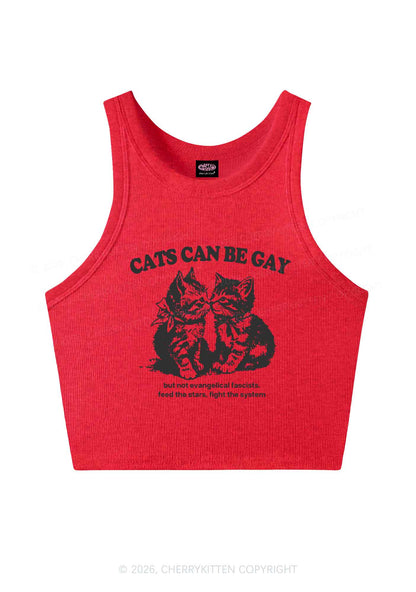 Cat Can Be Gay Pride Y2K Crop Tank Top Cherrykitten