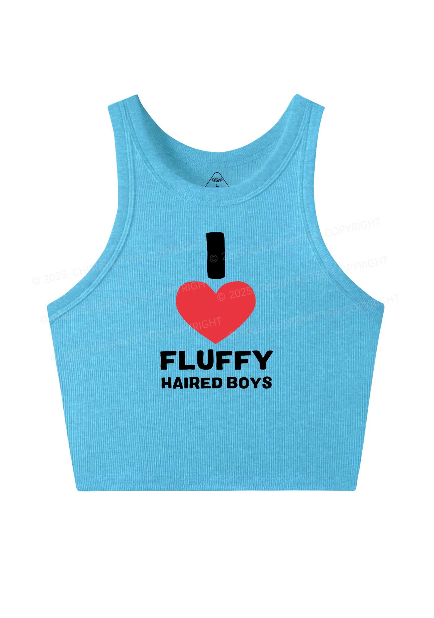 I Love Fluffy Haired Boys Y2K Crop Tank Top Cherrykitten