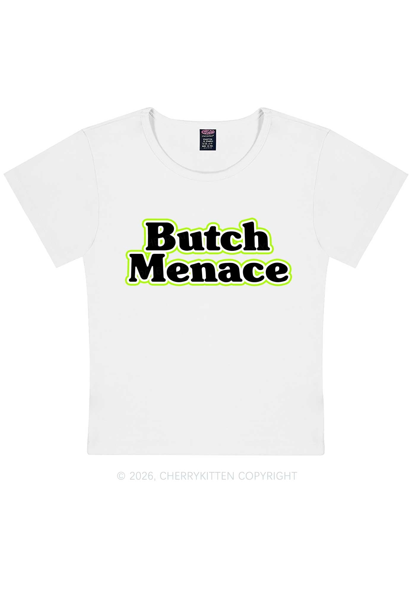 Butch Menace Pride Y2K Baby Tee Cherrykitten
