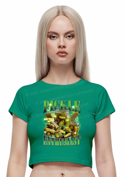 Pickle Enthusiast Y2K Baby Tee Cherrykitten