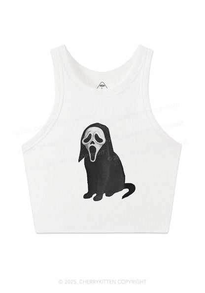 Halloween Ghostcat Y2K Crop Tank Top Cherrykitten