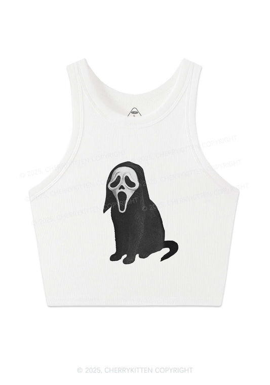 Halloween Ghostcat Y2K Crop Tank Top Cherrykitten