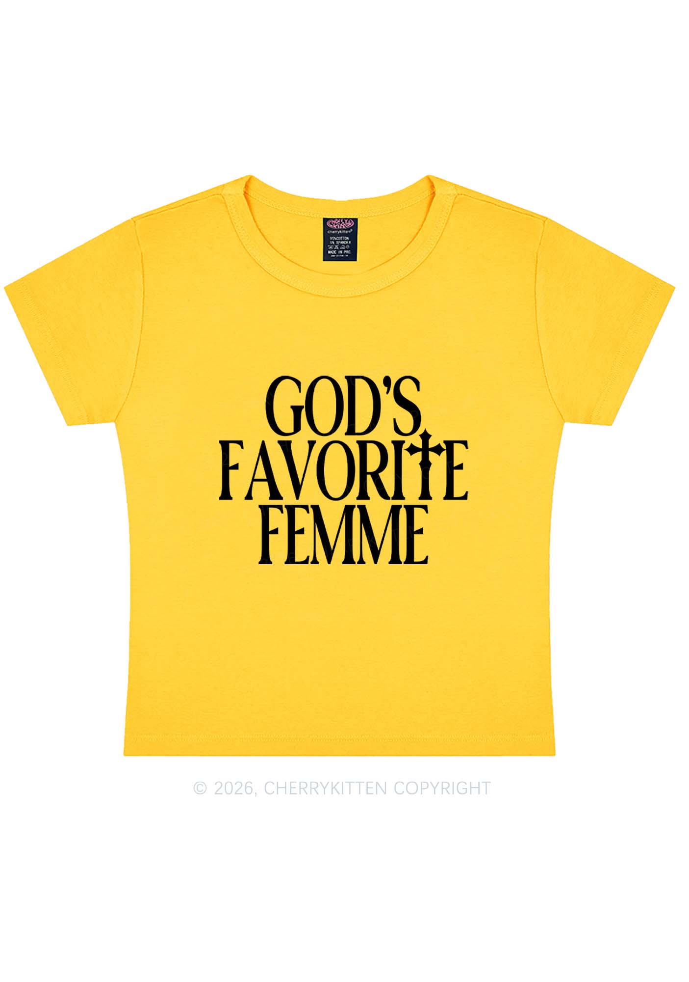 Gods Favorite Femme Pride Y2K Baby Tee Cherrykitten