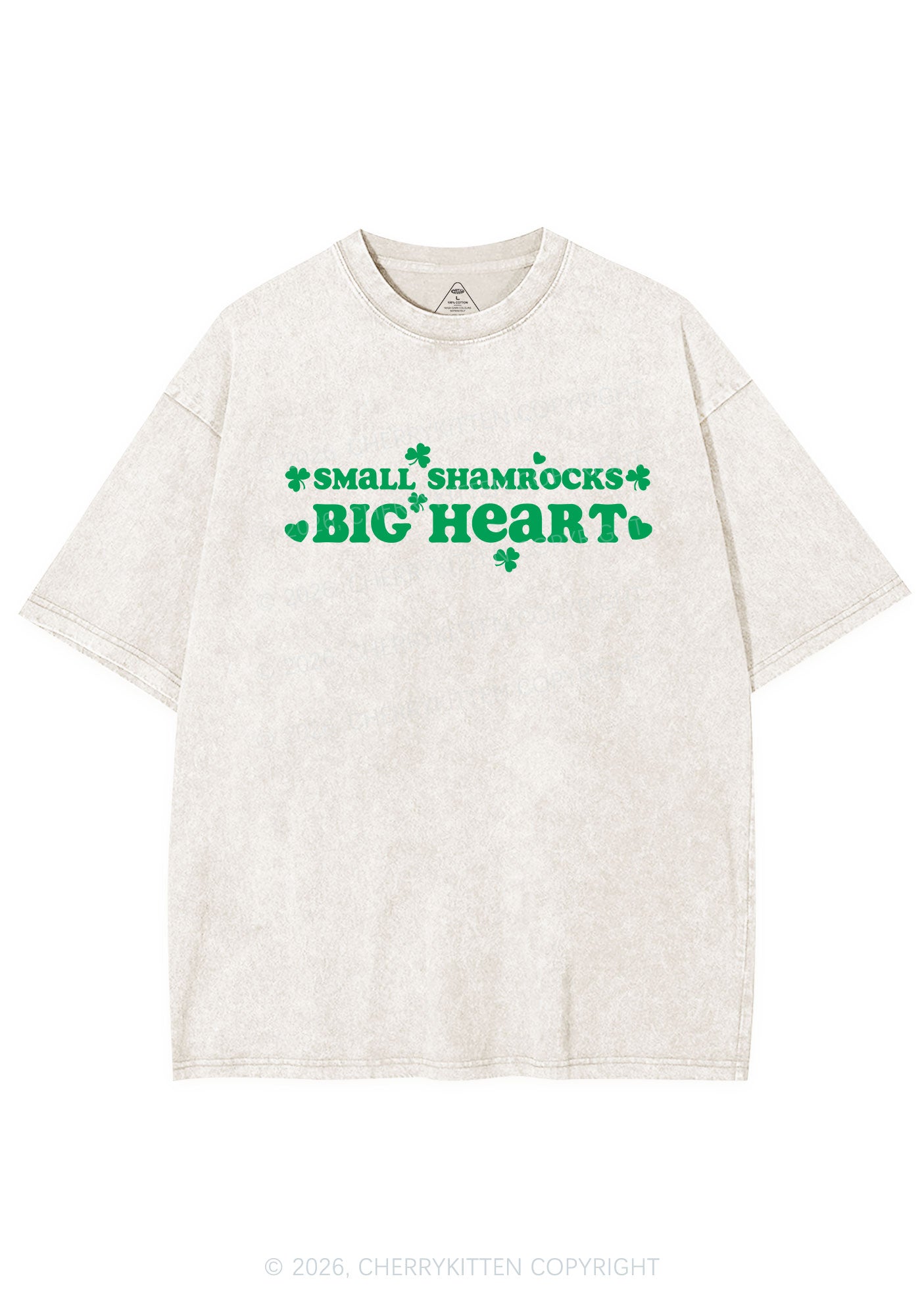 Small Shamrocks Big Heart St Patricks Y2K Shirts Washed Tee Cherrykitten