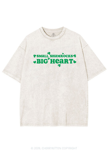 Small Shamrocks Big Heart St Patricks Y2K Shirts Washed Tee Cherrykitten