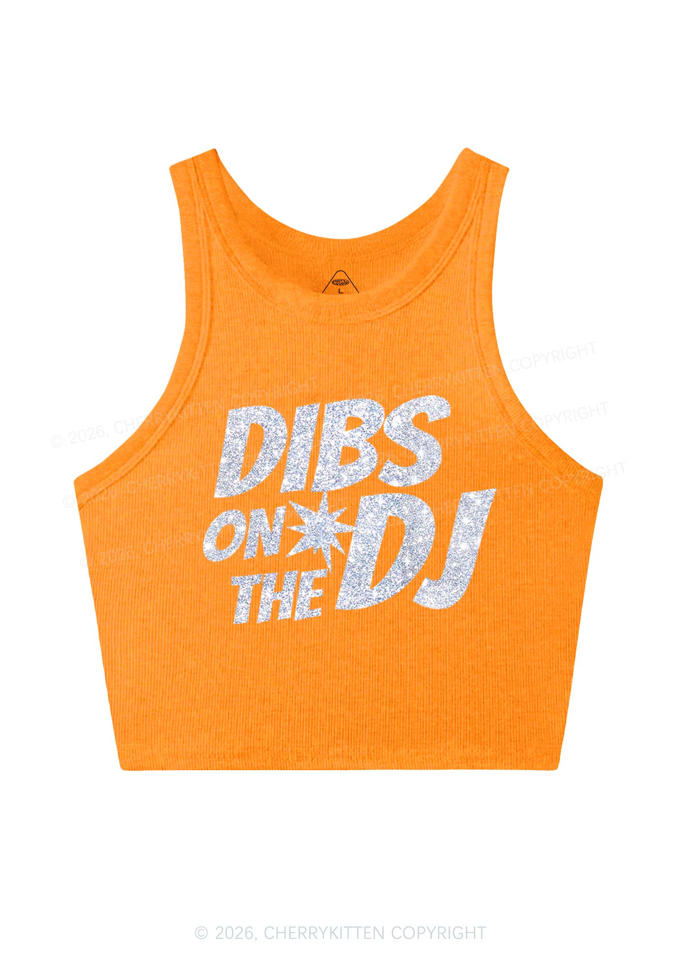 Glitter Dibs On The DJ Y2K Crop Tank Top Cherrykitten