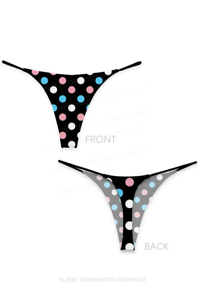 Trans Dots On Black Pride Y2K Print Bikini String Thong Cherrykitten