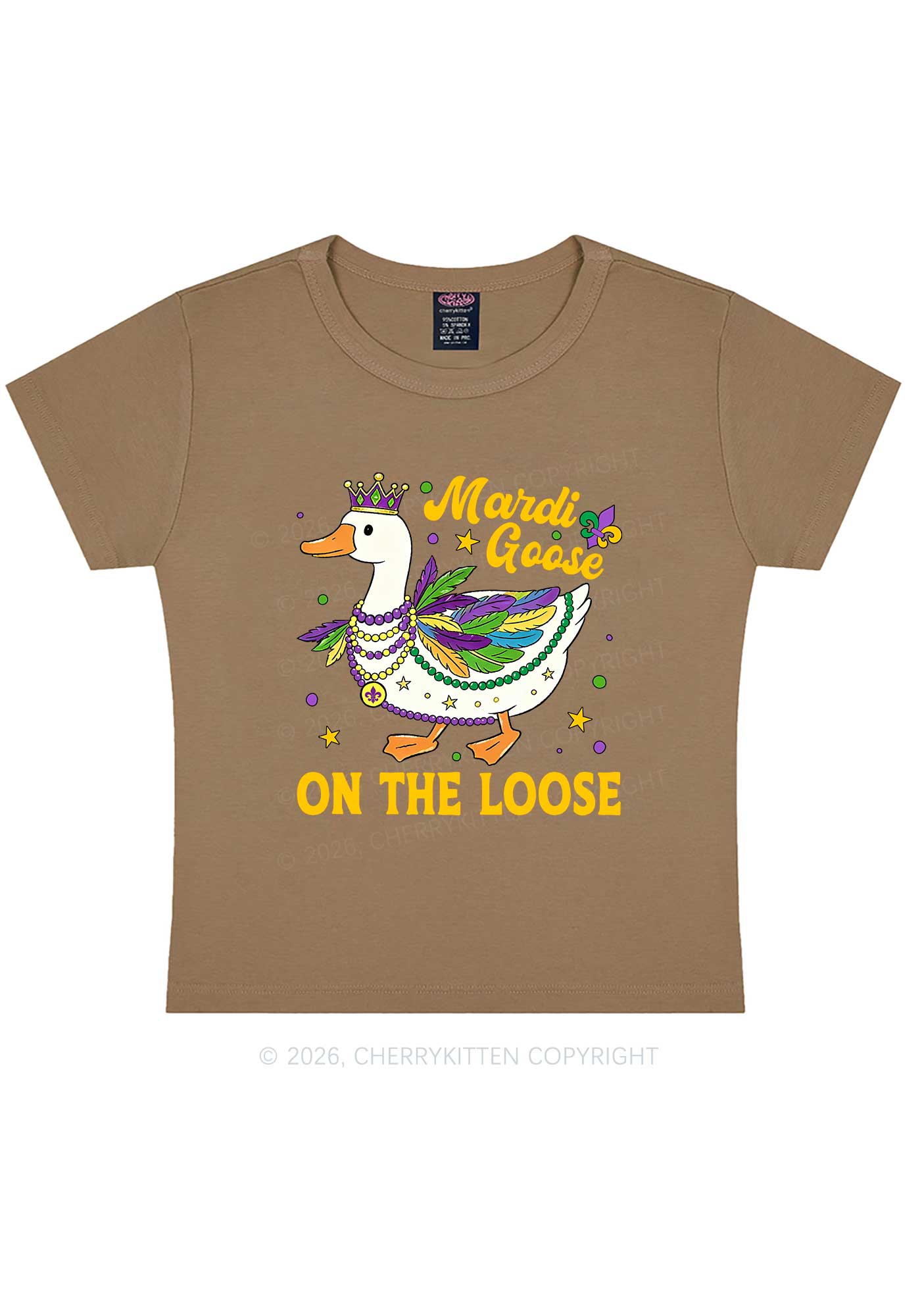 Mardi Goose On The Loose Y2K Baby Tee Cherrykitten
