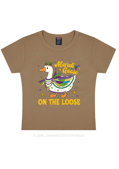 Mardi Goose On The Loose Y2K Baby Tee Cherrykitten