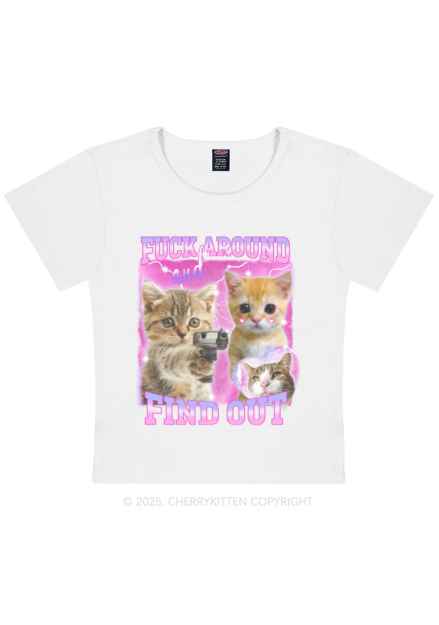 Fxxk Around Cats Y2K Baby Tee Cherrykitten
