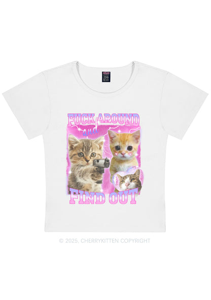 Fxxk Around Cats Y2K Baby Tee Cherrykitten