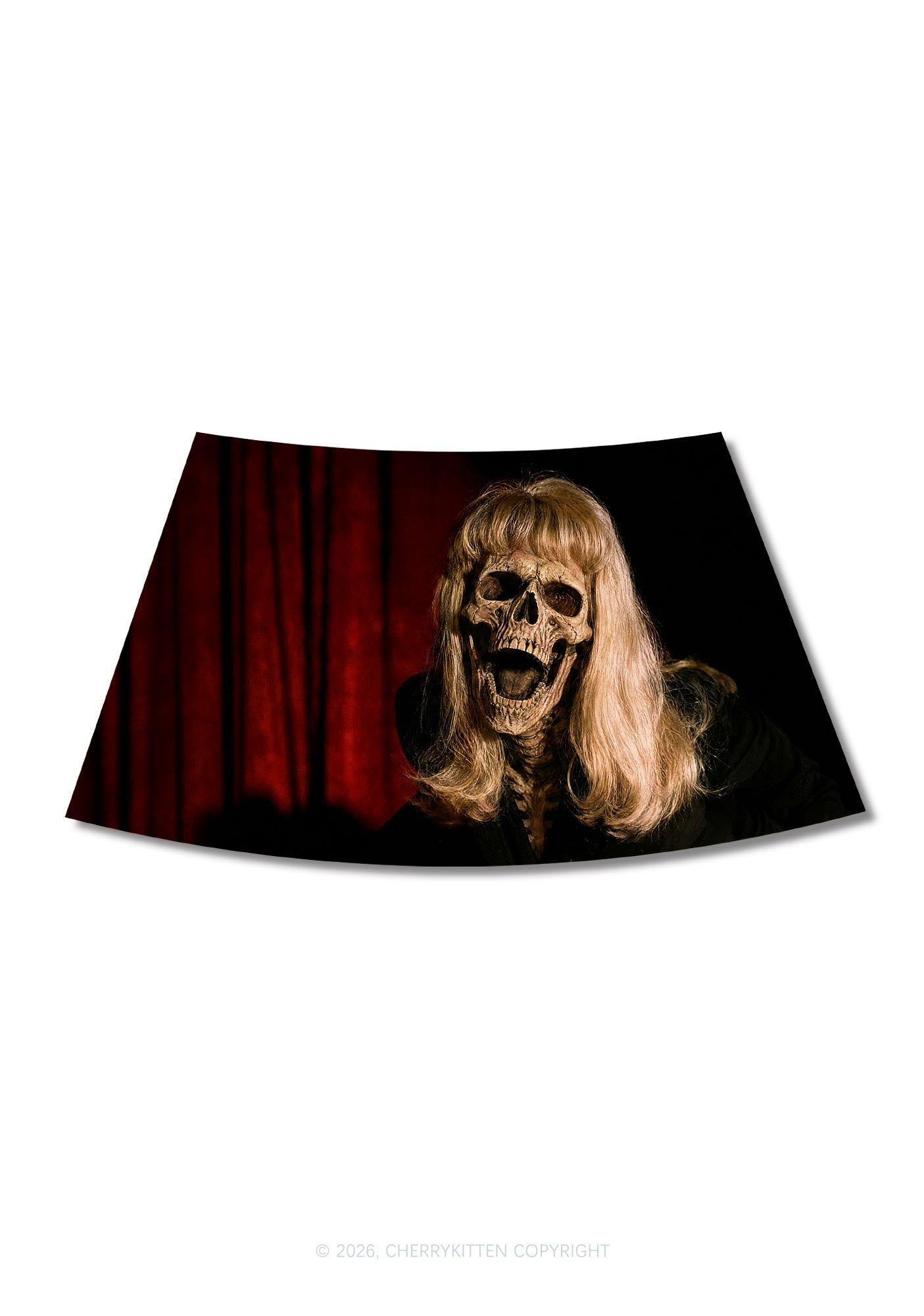 Halloween Blonde Skull Y2K Print Mini Skirt Cherrykitten