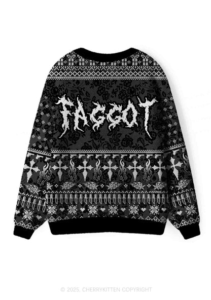 Punk Faggot Pride Y2K Christmas Cardigan Knit Sweatshirt Cherrykitten