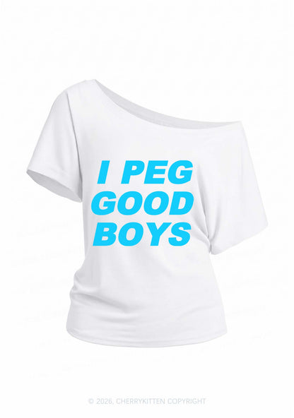 I Peg Good Boys Y2K Off Shoulder Tee Cherrykitten