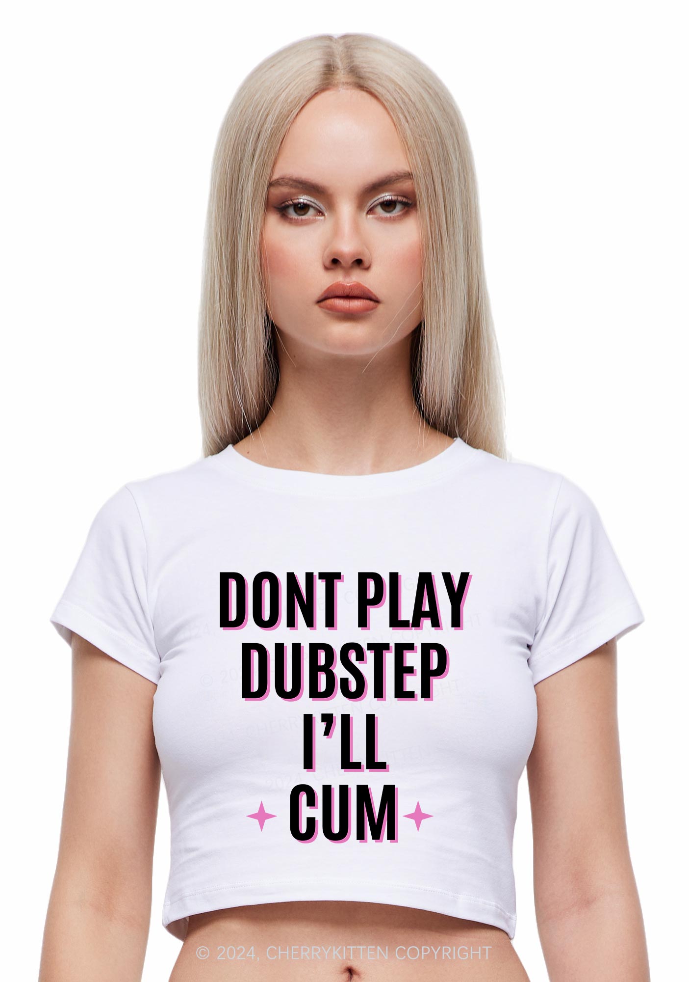 Dont Play Dubstep Y2K Baby Tee Cherrykitten