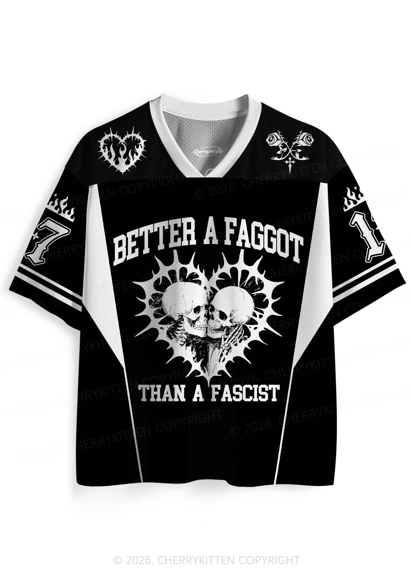 Better A Faggot Than A Fascist Pride Y2K Sport Jersey Shirts Cherrykitten