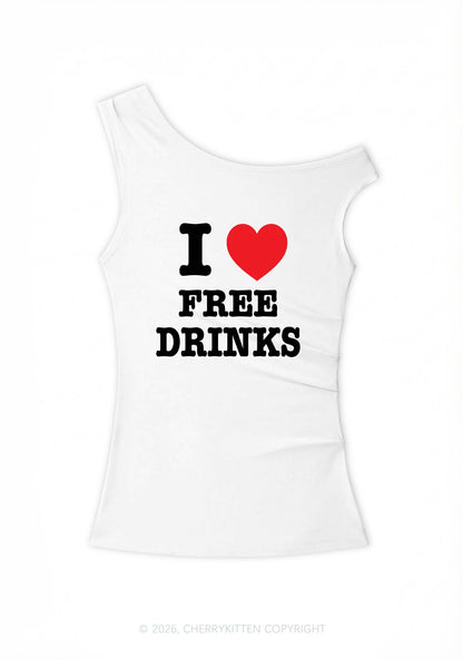 I Love Free Drinks Y2K Off Shoulder Tank Top Cherrykitten