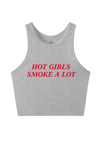 Hot Girls Smoke A Lot Y2K Crop Tank Top Cherrykitten