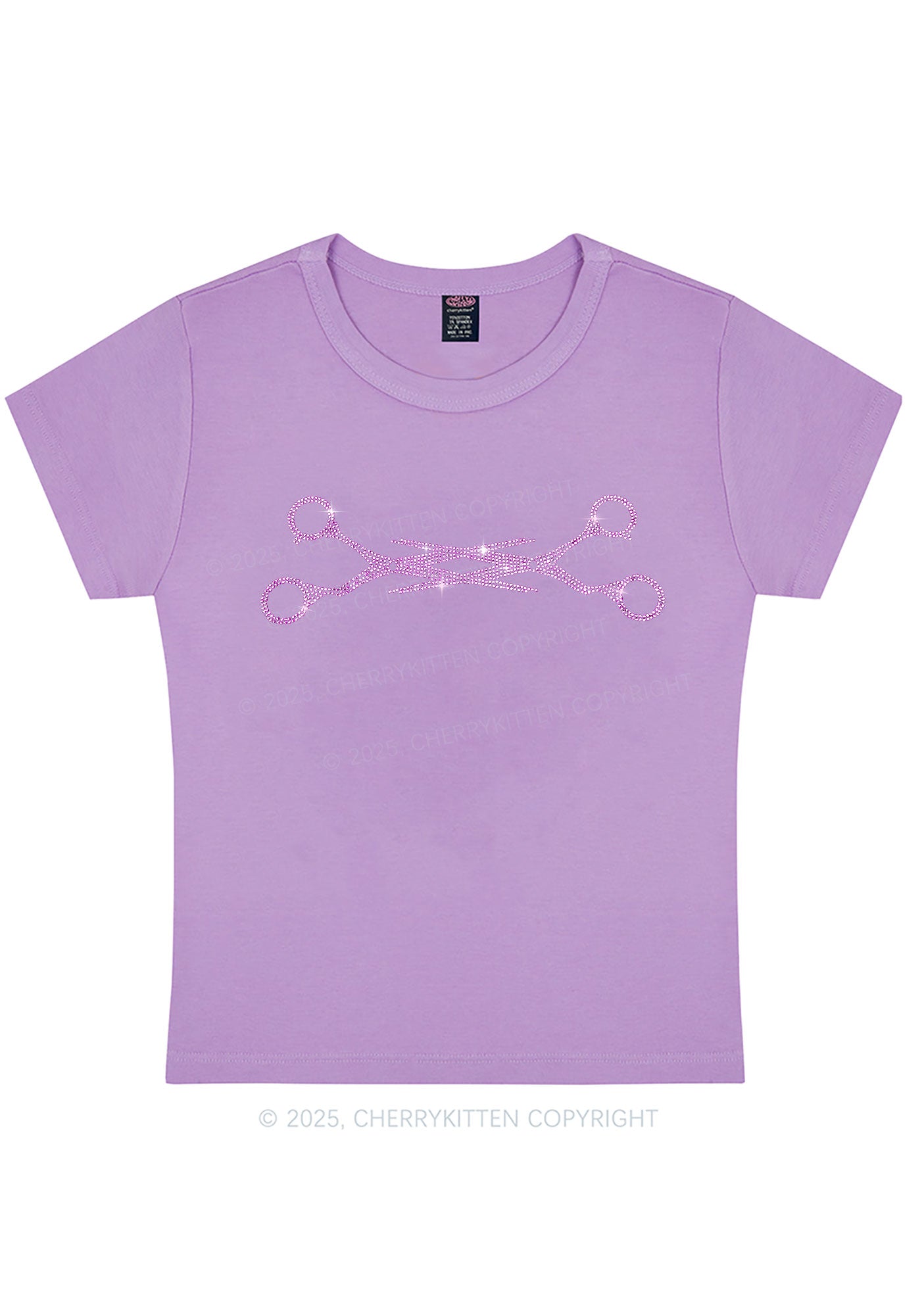 Rhinestone Pink Scissor Pride Y2K Baby Tee Cherrykitten