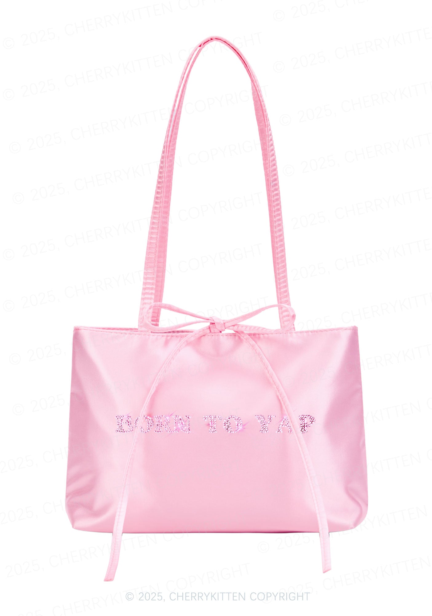 Rhinestone Born To Yap Y2K Satin Bags Cherrykitten