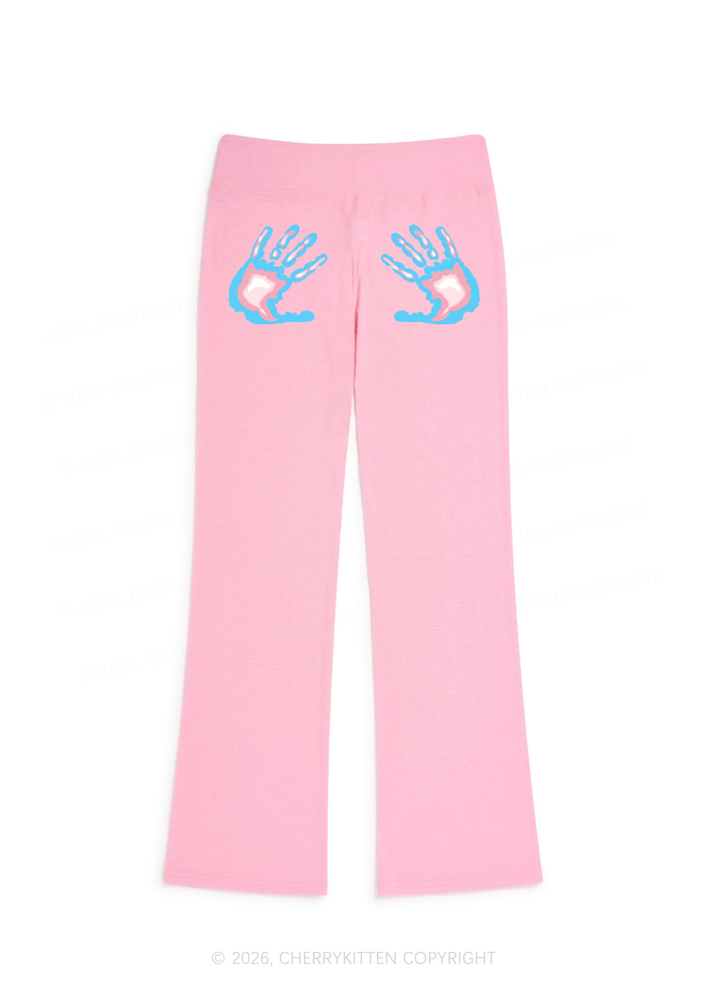 Trans Thermal Hands Pride Y2K Low Rise Drawstring Flare Pants Cherrykitten