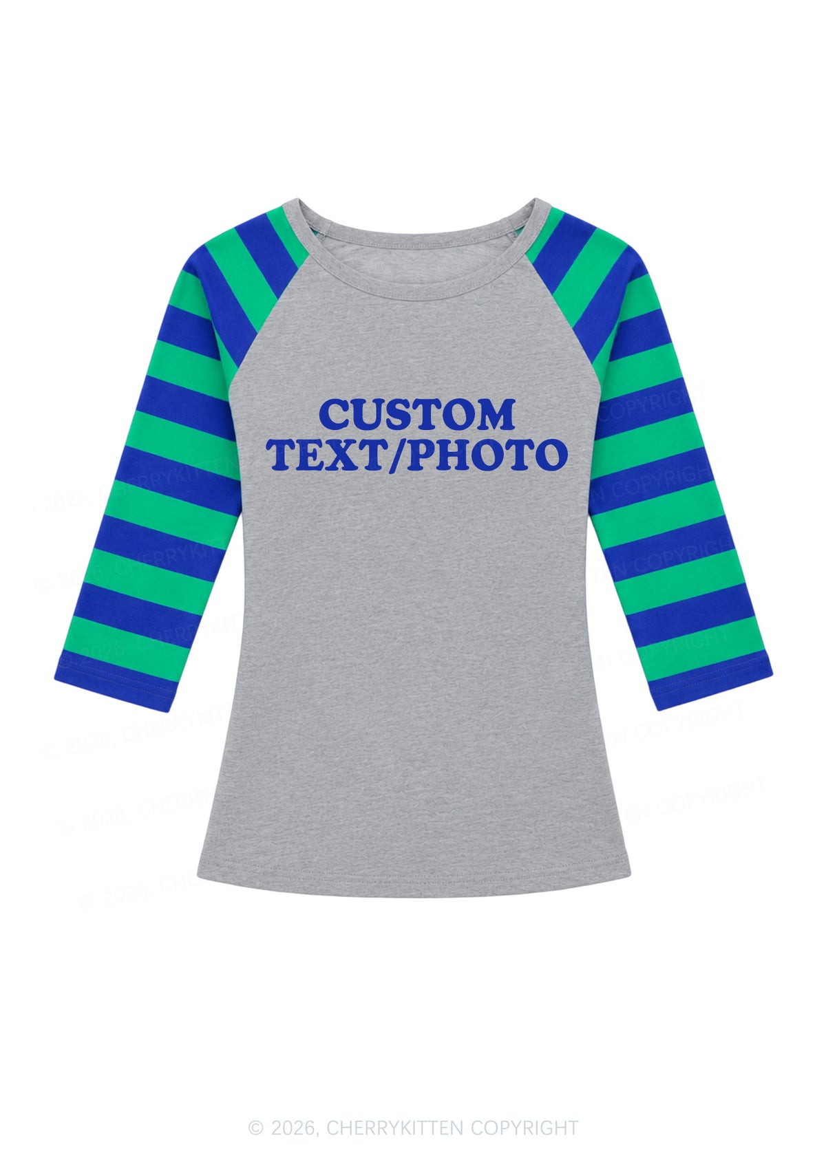 Custom Personalized Text Y2K Raglan Sleeve Crop Top Cherrykitten