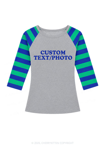 Custom Personalized Text Y2K Raglan Sleeve Crop Top Cherrykitten
