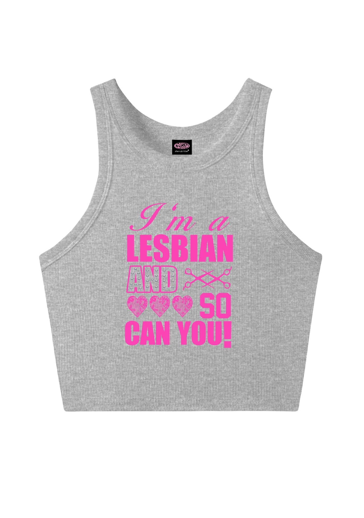 Im A Lesbian And So Can You Pride Y2K Crop Tank Top Cherrykitten
