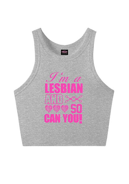Im A Lesbian And So Can You Pride Y2K Crop Tank Top Cherrykitten