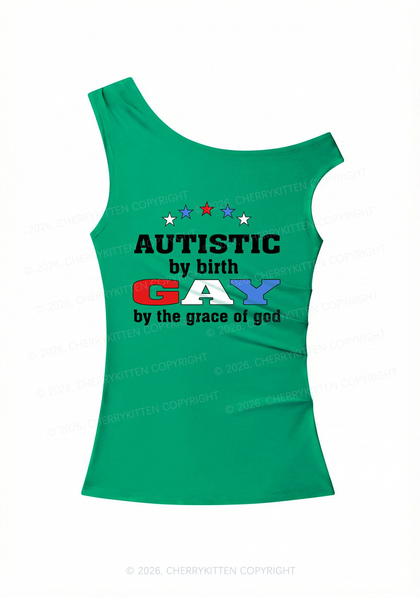 Autistic By Birth Gay Y2K Off Shoulder Tank Top Cherrykitten