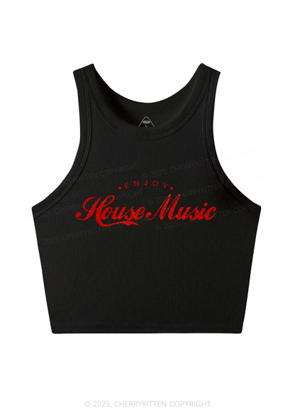 Enjoy House Music Y2K Crop Tank Top Cherrykitten
