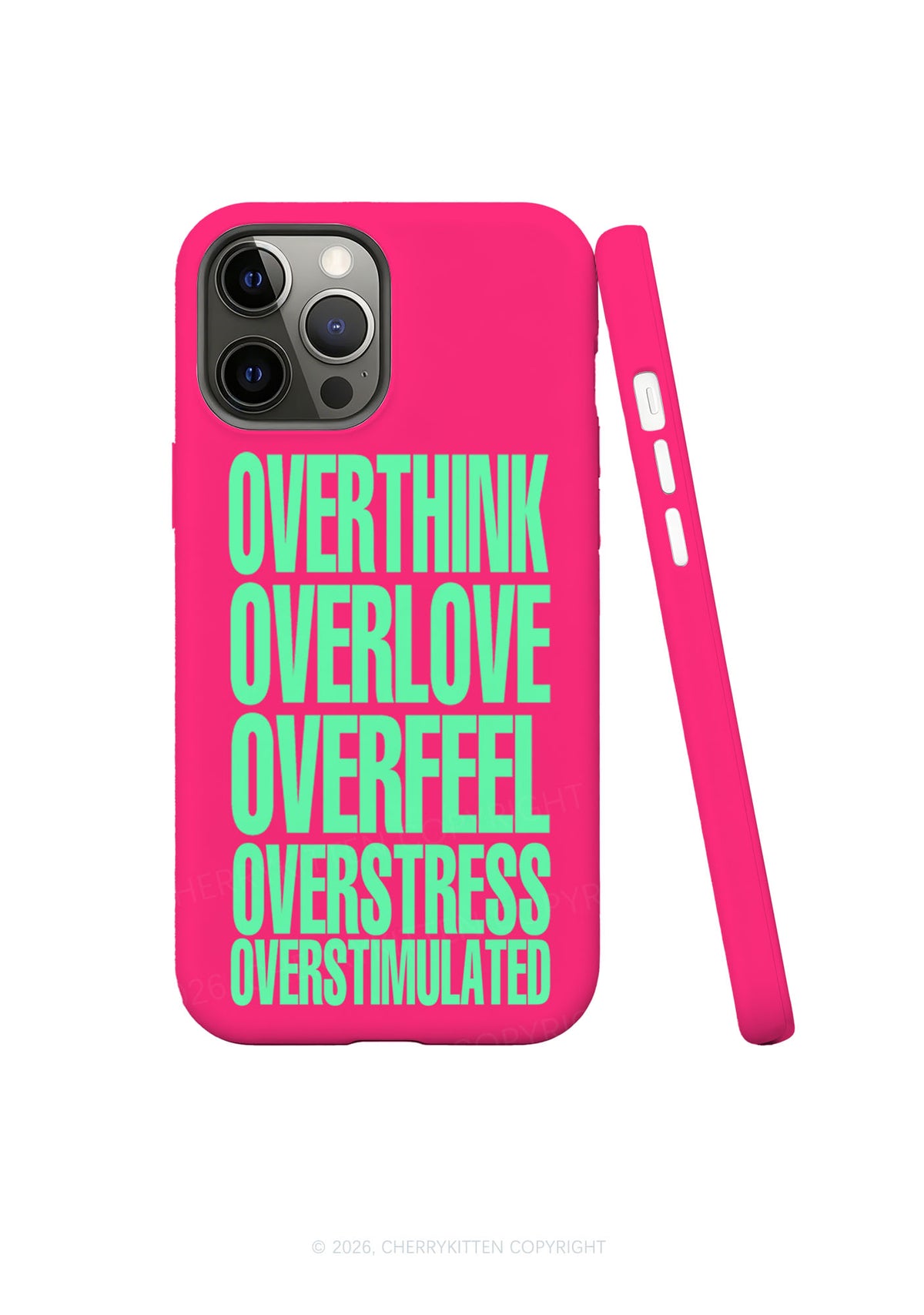Overthink Overstimulated Slogan Y2K Phone Case Cherrykitten