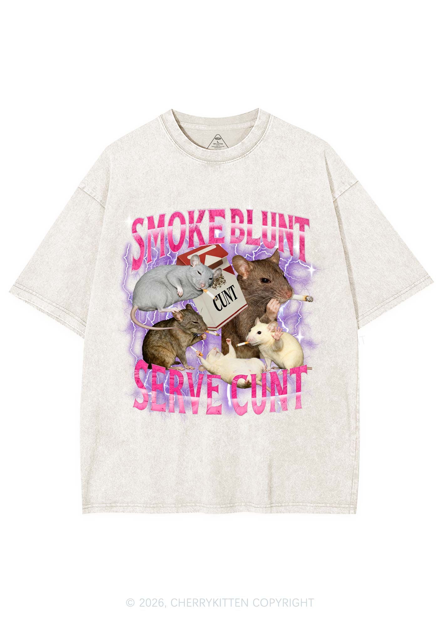 Smoke Blunt Rats Y2K Shirts Washed Tee Cherrykitten