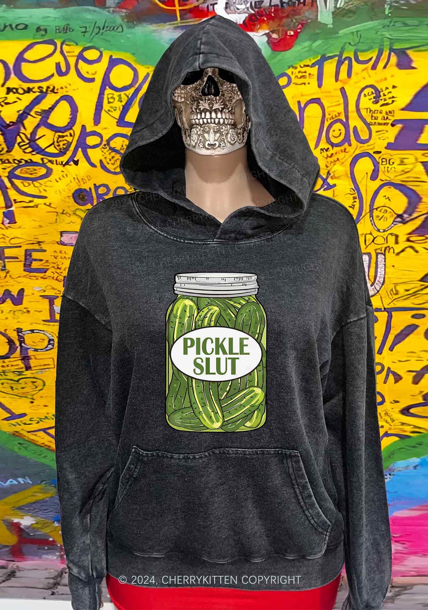 Pickle Slxt Y2K Washed Hoodie Cherrykitten
