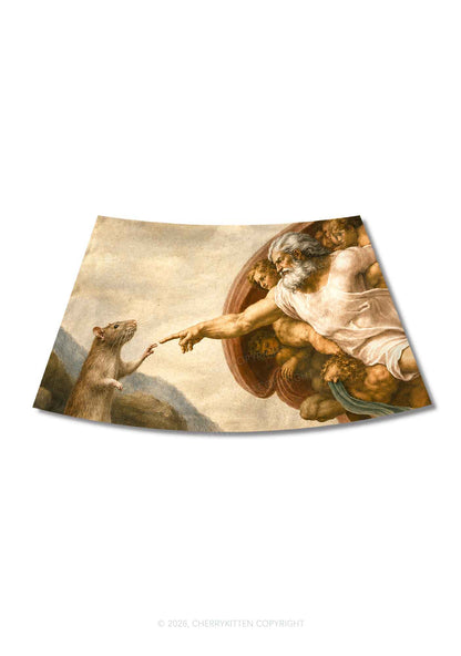 God Hand Touching Rat Y2K Print Mini Skirt Cherrykitten
