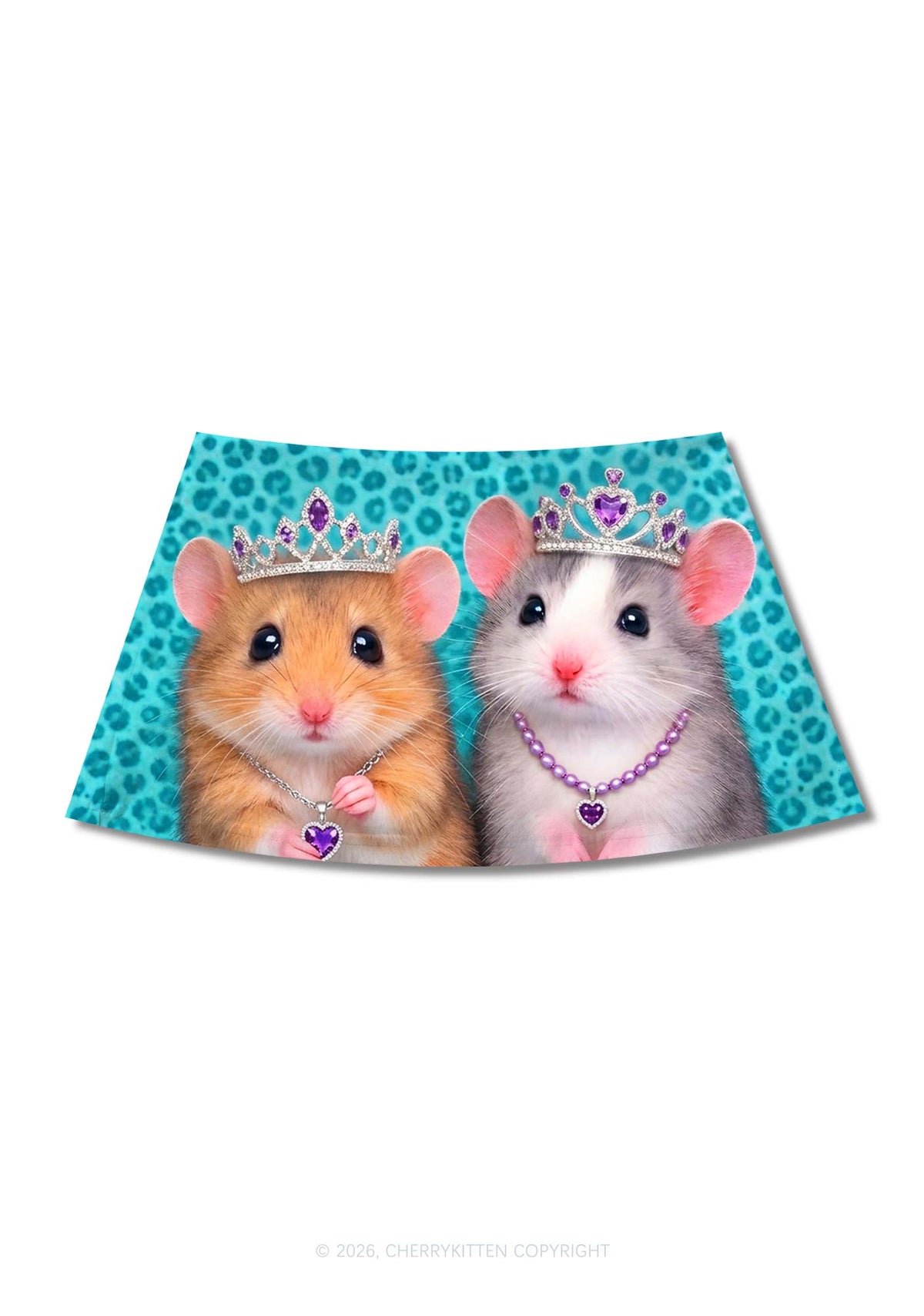 Mint Leopard Hamster Y2K Print Mini Skirt Cherrykitten