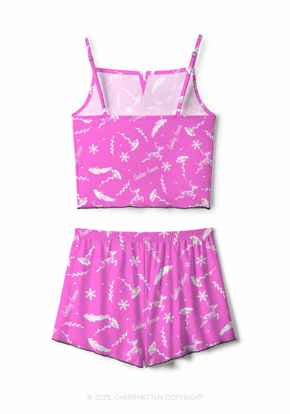 Christmas Cunting Season Y2K Print Cami Shorts Pajama Set Cherrykitten