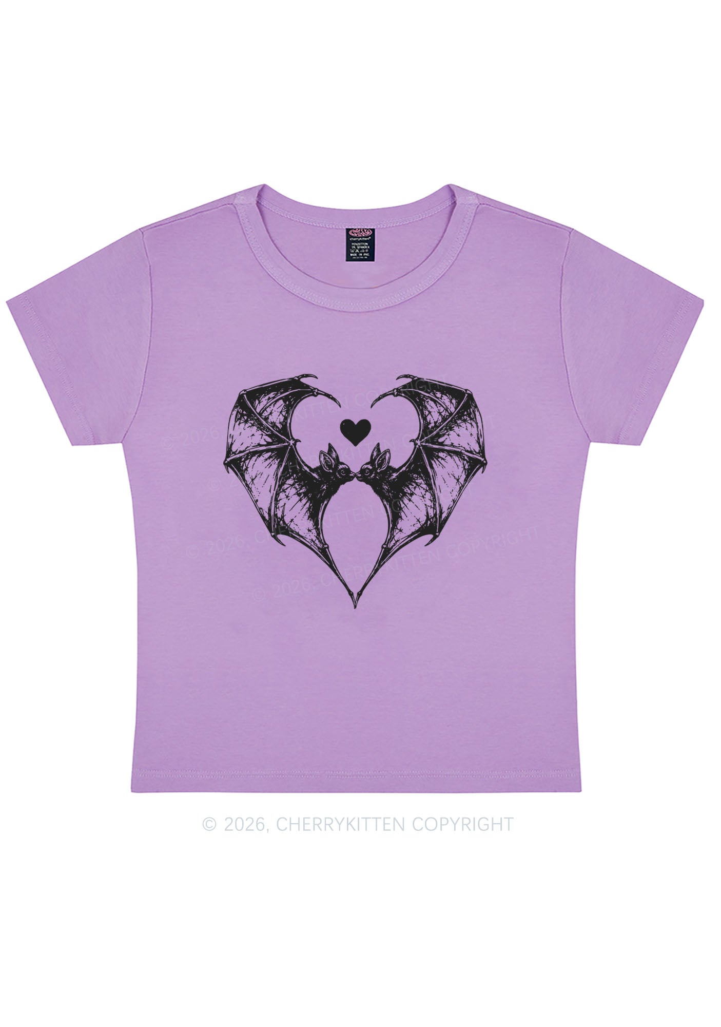 Halloween Bat Heart Y2K Baby Tee Cherrykitten