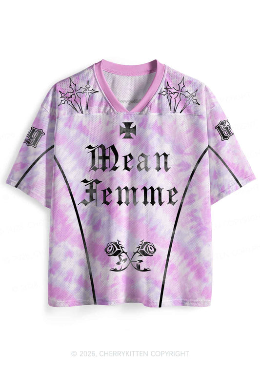 Mean Femme Pink Tie Dye Pride Y2K Sport Jersey Shirts Cherrykitten