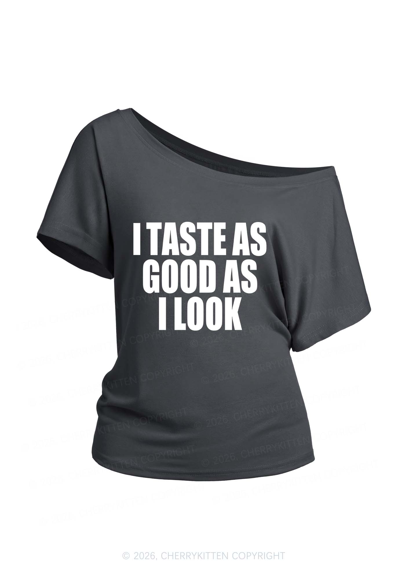 Taste Good Y2K Off Shoulder Tee Cherrykitten