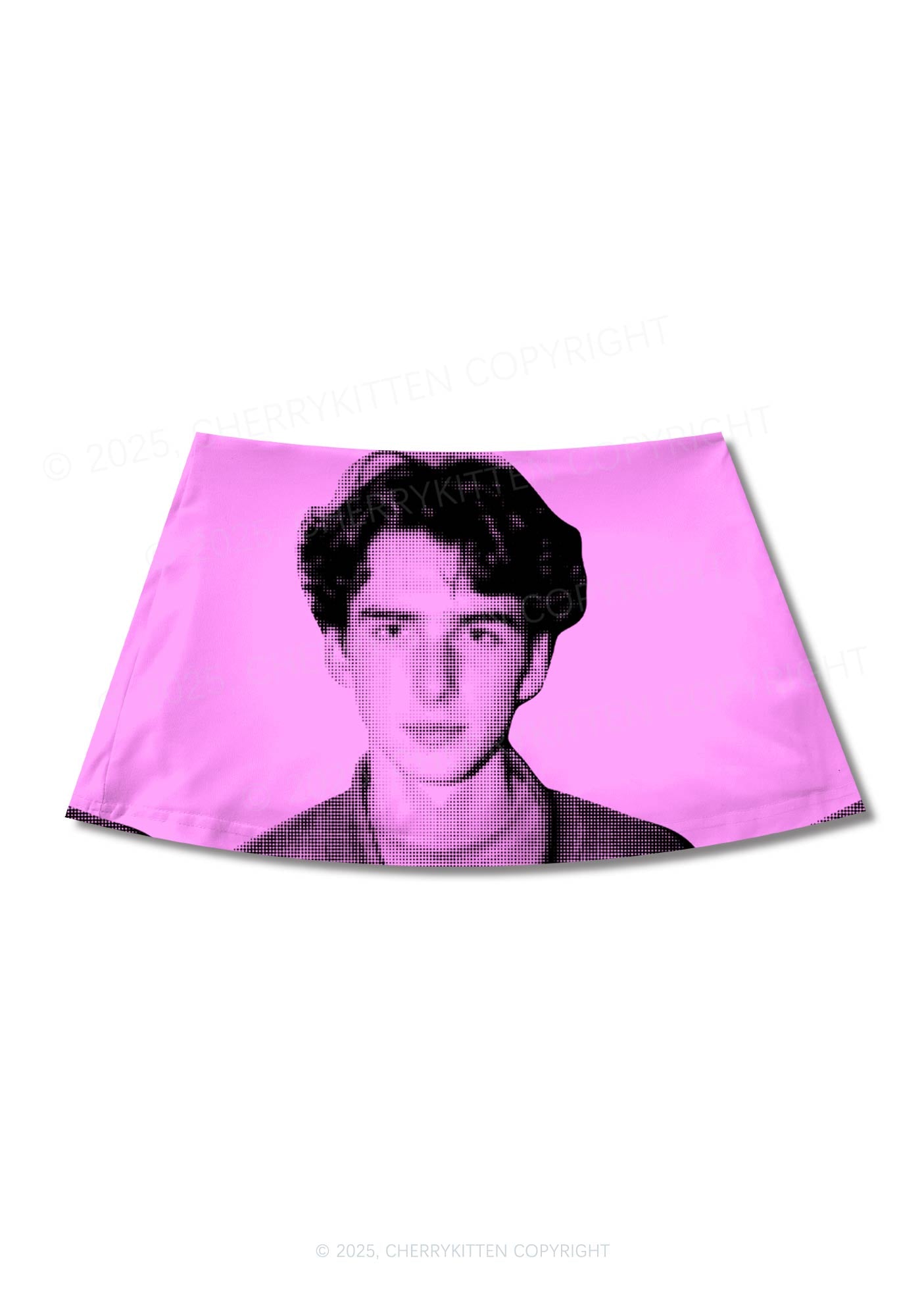 Custom Pixel Portrait Y2K Print Mini Skirt Cherrykitten