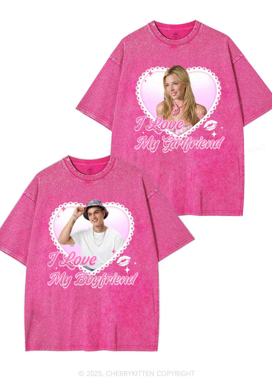 Custom Love My GF BF Photo Y2K Valentine's Day Washed Tee Cherrykitten