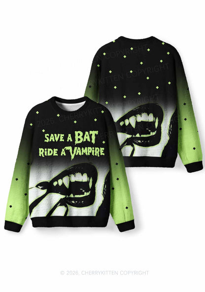 Halloween Ride A Vampire Y2K Knit Sweatshirt Cherrykitten